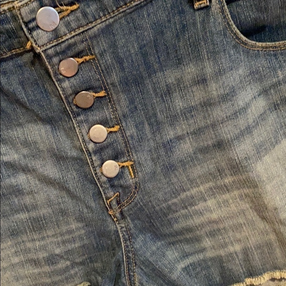 Mossimo HighRise Frayed Button Up Denim Shorts​​​​​​​​​ - Picture 5 of 12